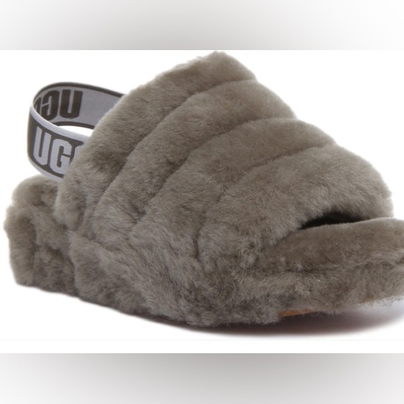 UGG Fluff Yeah Slippers in Grey EUC Size11 - Picture 3 of 6